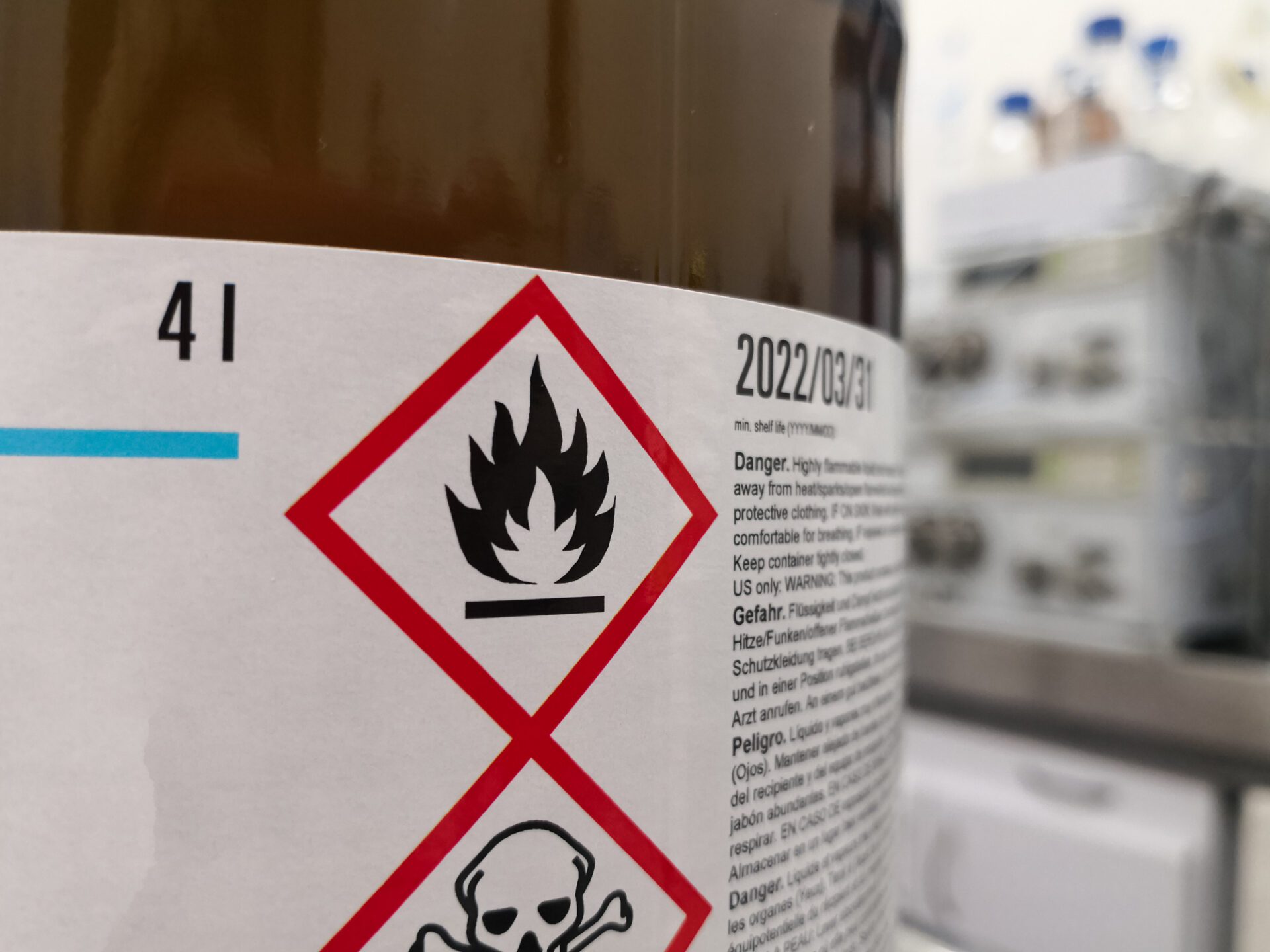 Close up of a chemical hazard symbol